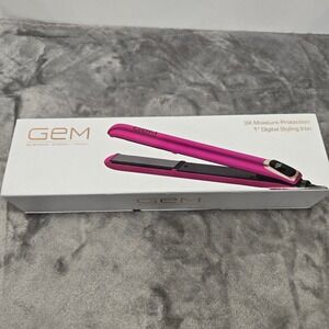GEM 1" Digital Styling Iron Pink Titanium Ceramic Tourmaline Flat Iron 450F NEW